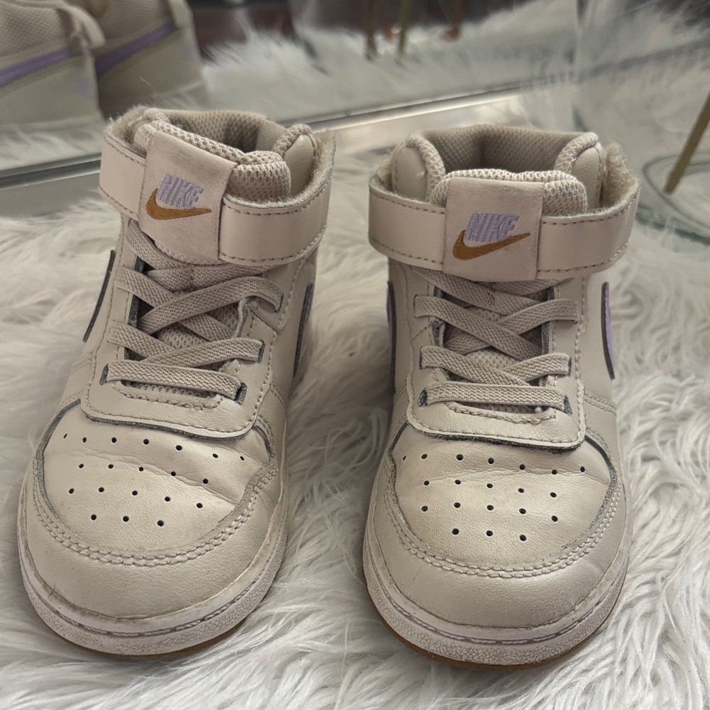 Nike Kids Cream and Purple Sneakers